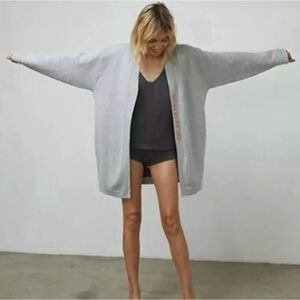 Lunya Cardigan Sweater, Cotton/Silk Blend, Grey, Size Large/XL